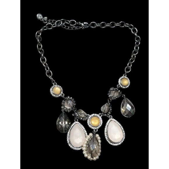 Simple Vera Vera Wang Gemmed Teardrop Fringe Necklace - Picture 1 of 6